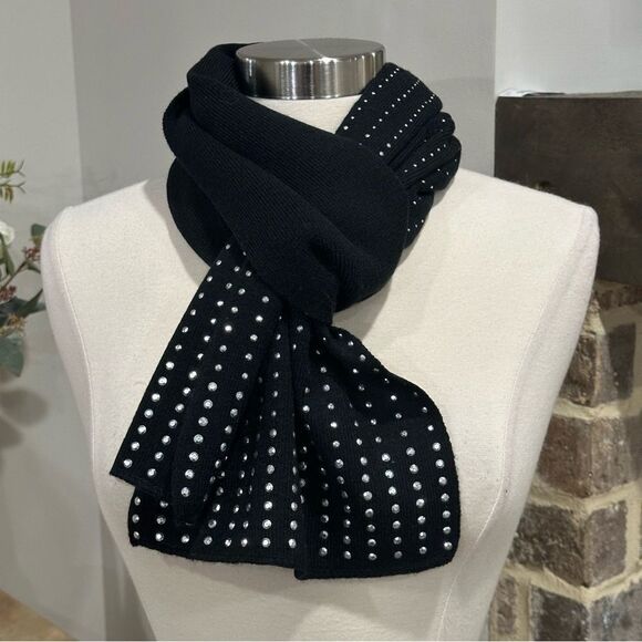 Rampage Women’s Rhinestone Scarf 74” X 10” in Black Color - Picture 2 of 9